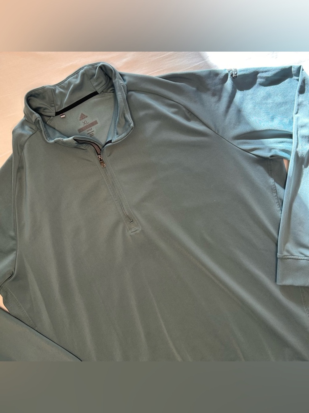 Adidas Golf Quarter Zip Mens XL Blue/Green Lightweight Pullover Stretch
